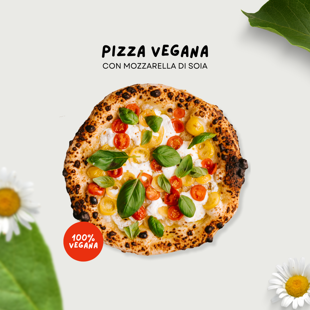 Pizza vegana con mozzarella di soia